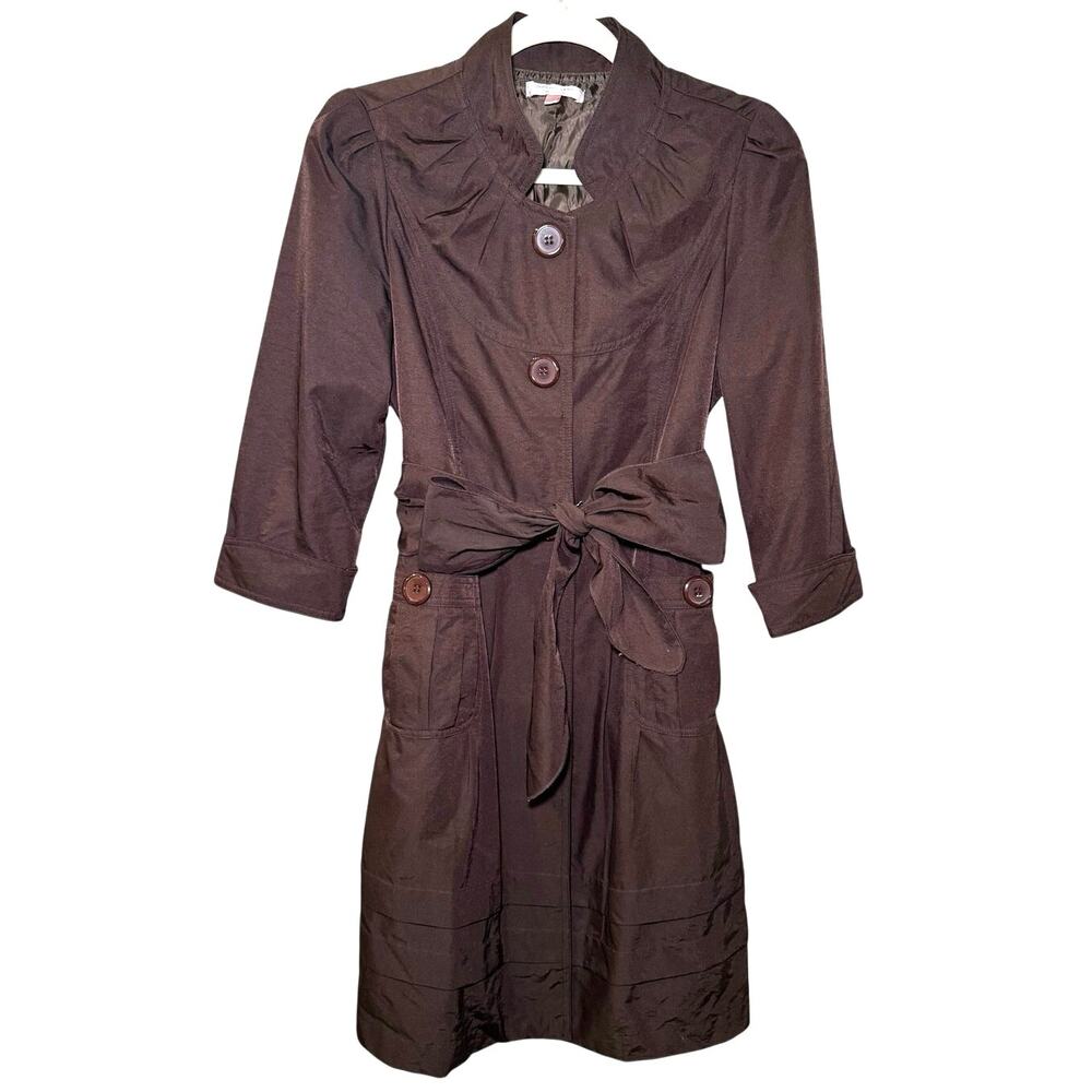 Romeo and Juliet Couture Rain Trench Coat Chocolate Brown Medium Feminine Girly